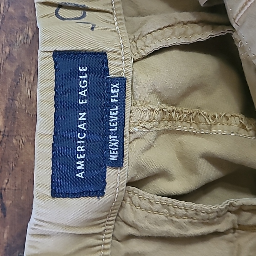 American Eagle Men's Khaki Elastic Waist Pants Joggers Size M - Picture 4 of 7